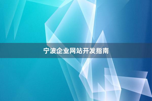 宁波企业网站开发指南