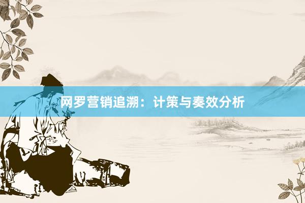 网罗营销追溯：计策与奏效分析